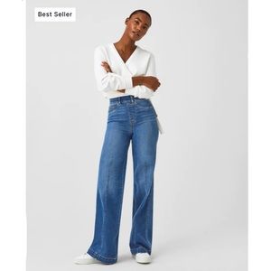 SPANX Seamed Front Wide Leg Jeans in Vintage Indigo